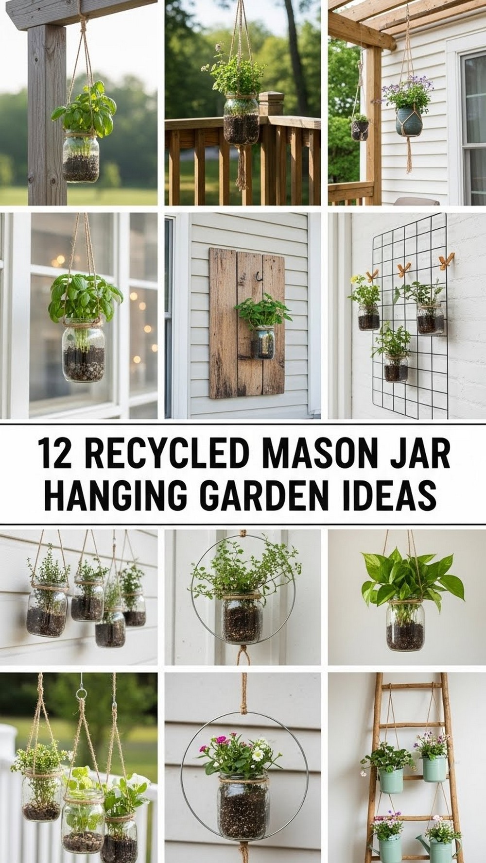 Recycled Mason Jar Hanging Garden Ideas