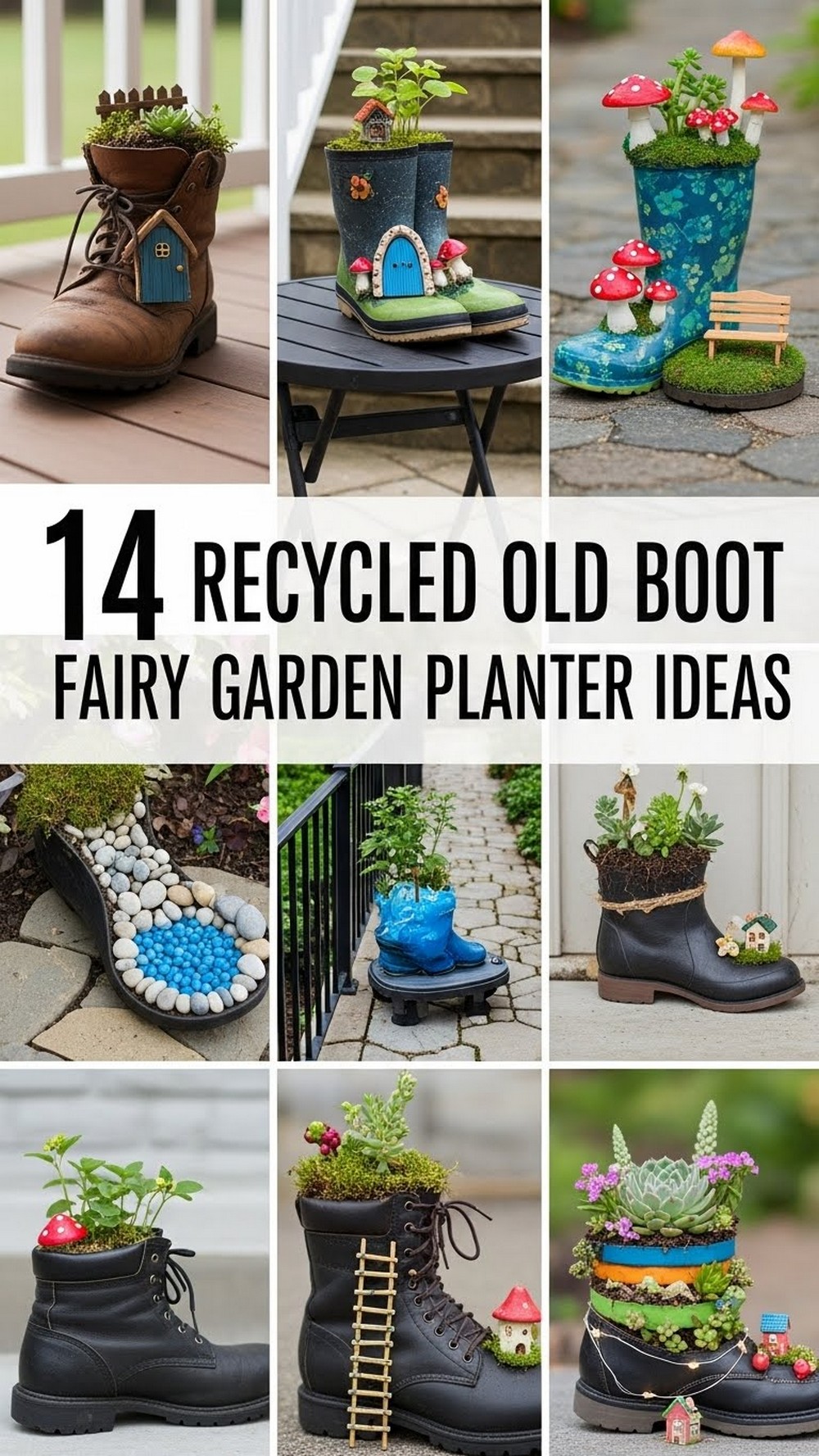 Recycled Old Boot Fairy Garden Planter Ideas
