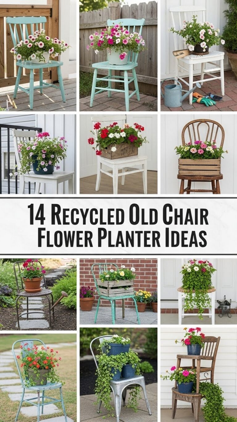 Recycled Old Chair Flower Planter Ideas