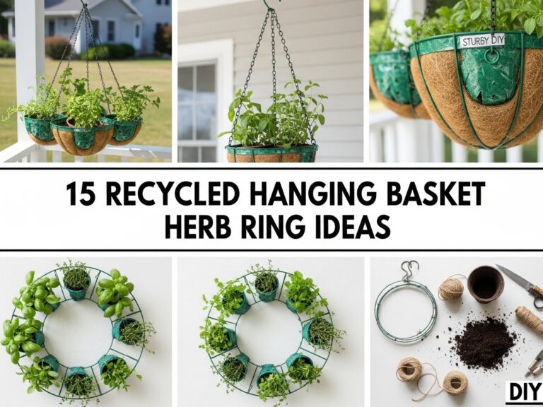 Recycled Hanging Basket Herb Ring Ideas