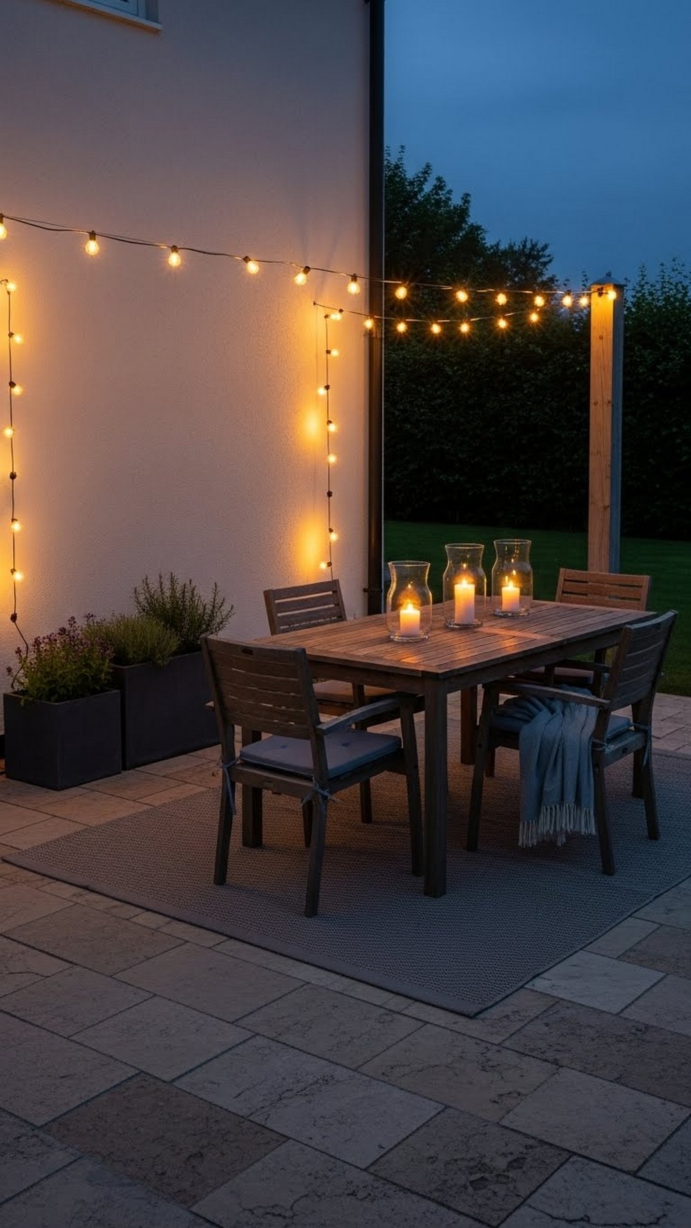 Add String Lights Around An Outdoor Dining Area