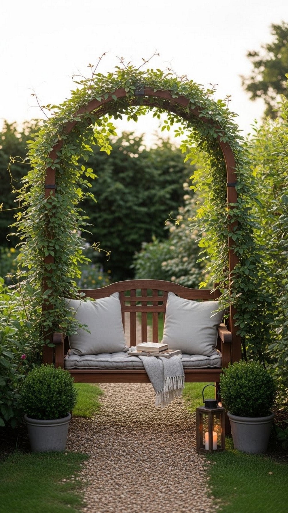 Arbor Bench With Cascading Vines