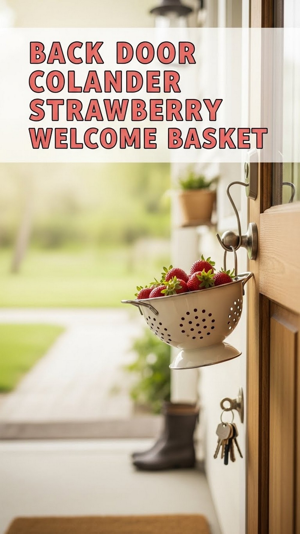 Back Door Colander Strawberry Welcome Basket