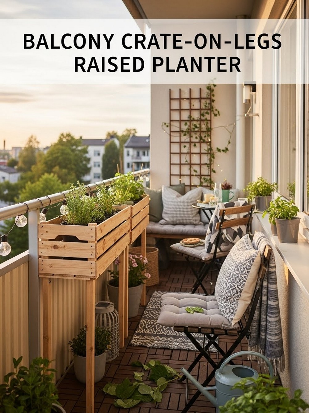 Balcony Crate-On-Legs Raised Planter