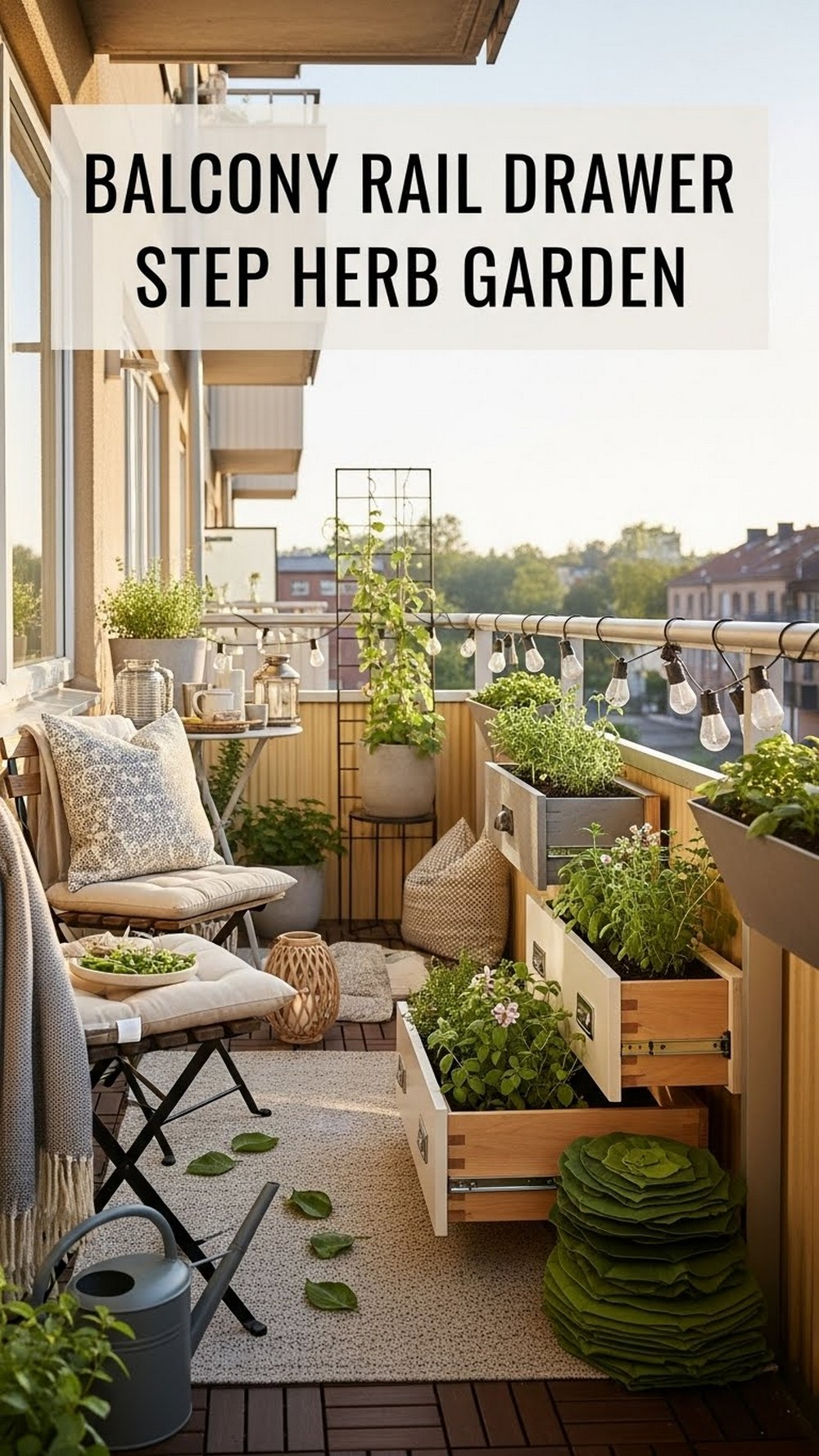 Balcony Rail Drawer Step Herb Garden