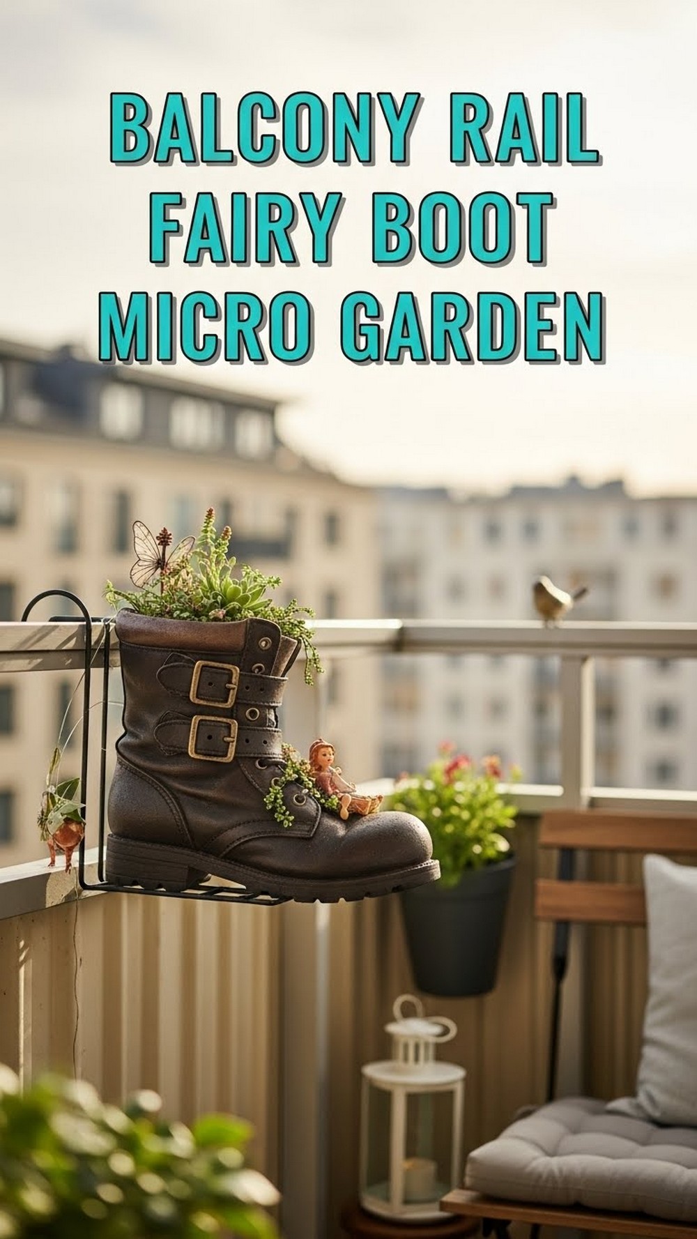 Balcony Rail Fairy Boot Micro Garden