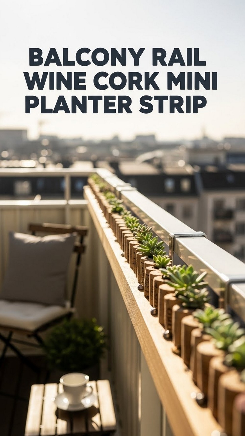 Balcony Rail Wine Cork Mini Planter Strip