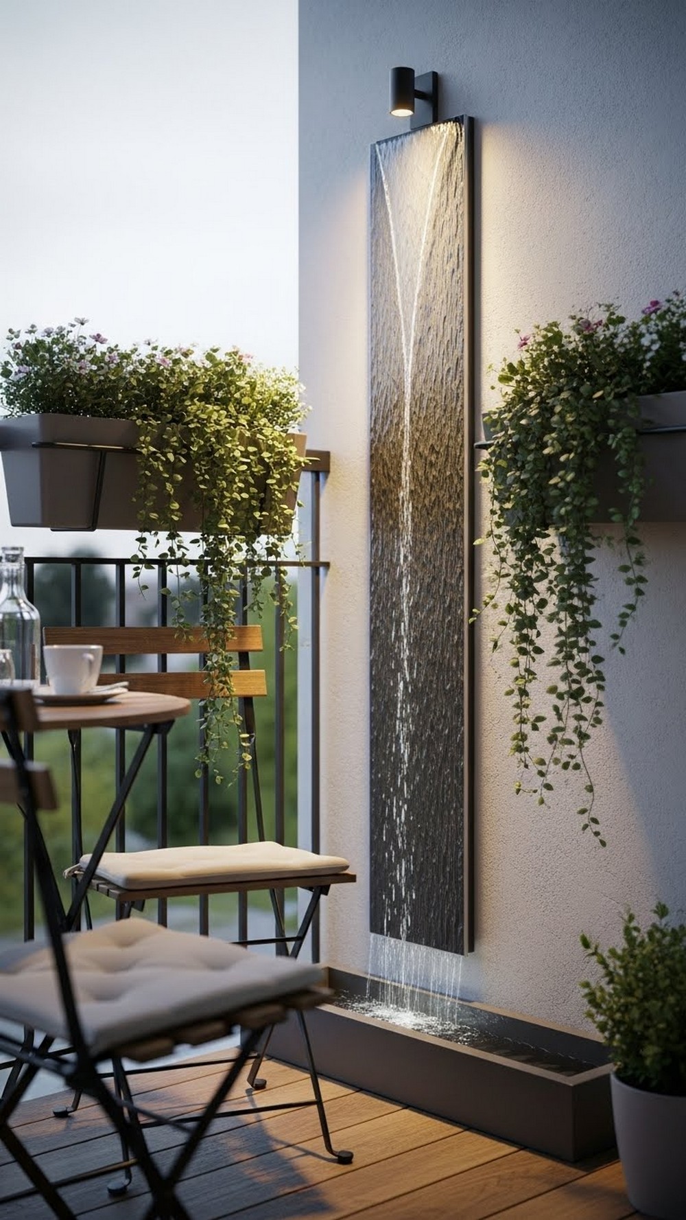 Balcony Railing Water Fountain Feature