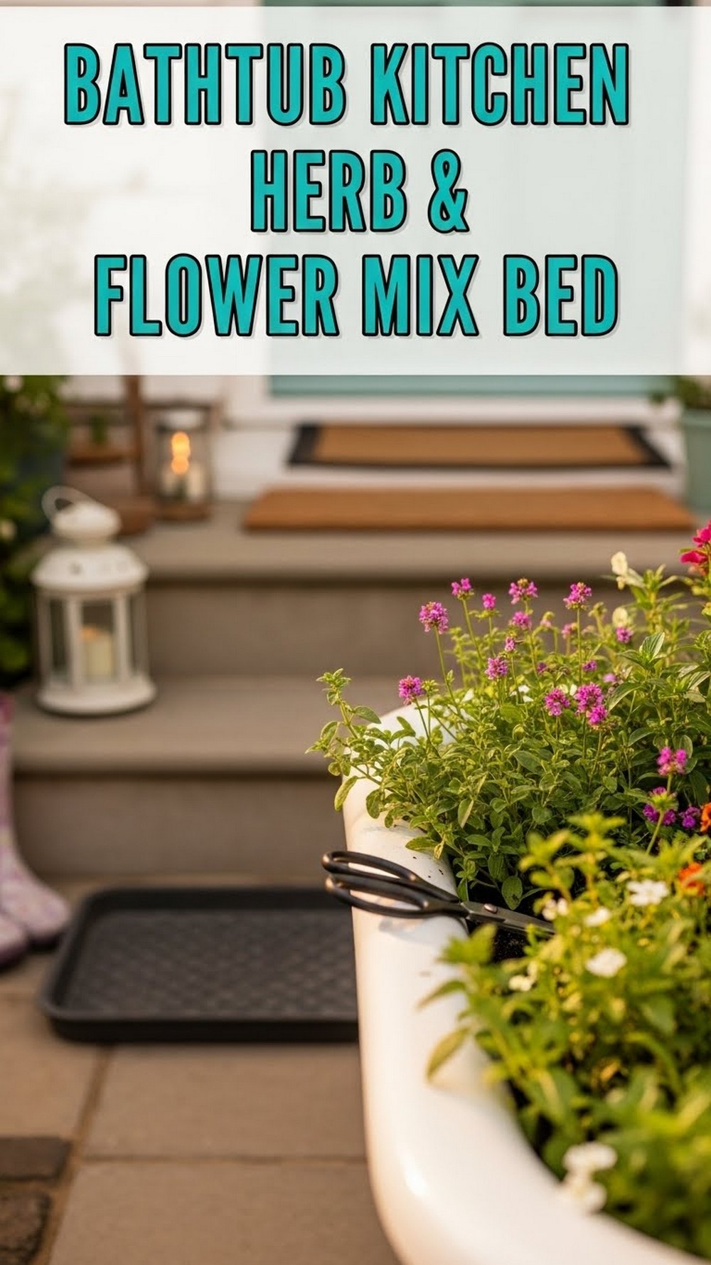 Bathtub Kitchen Door Herb & Flower Mix Bed