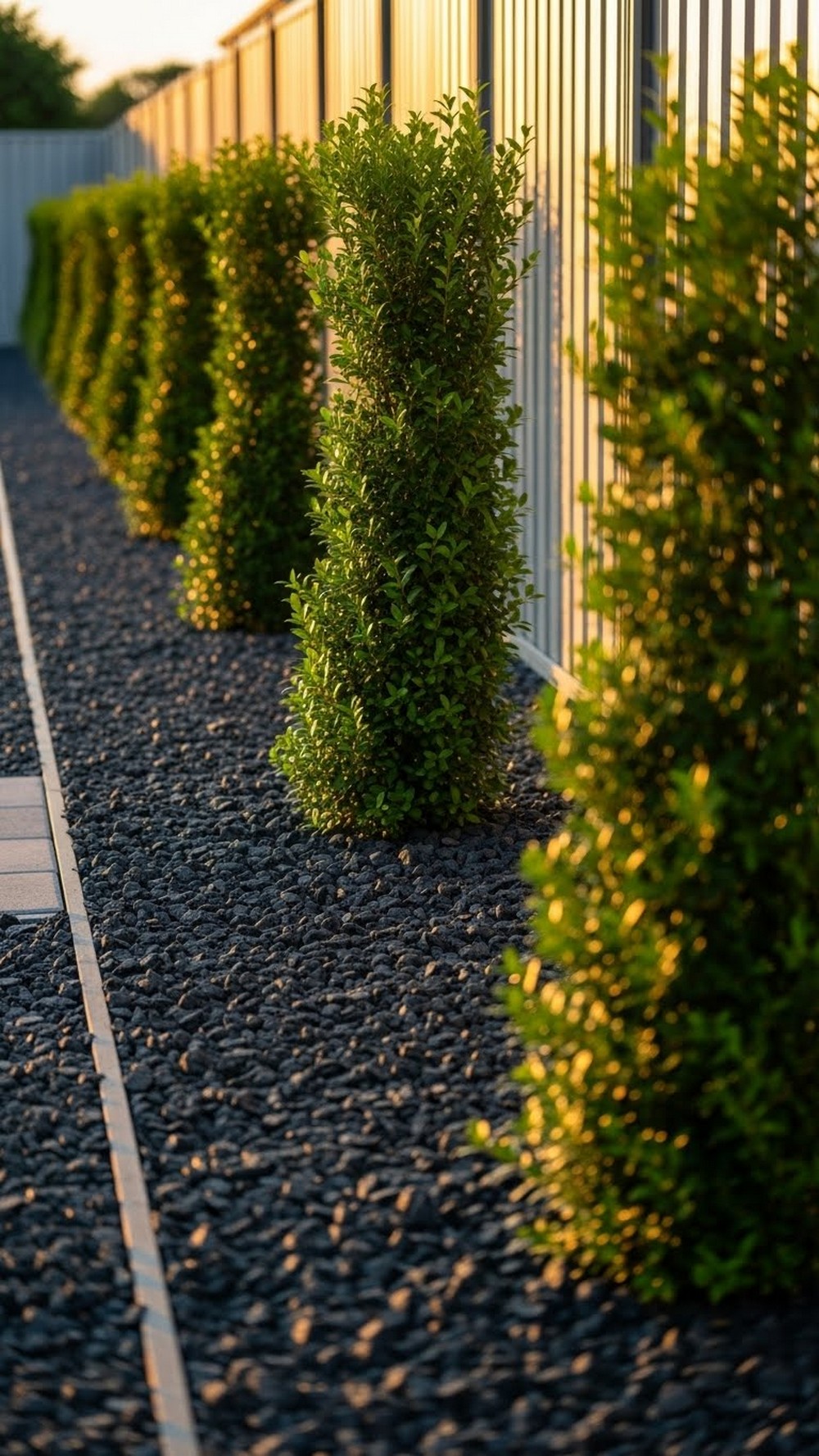 Black Gravel Band With Architectural Shrubs