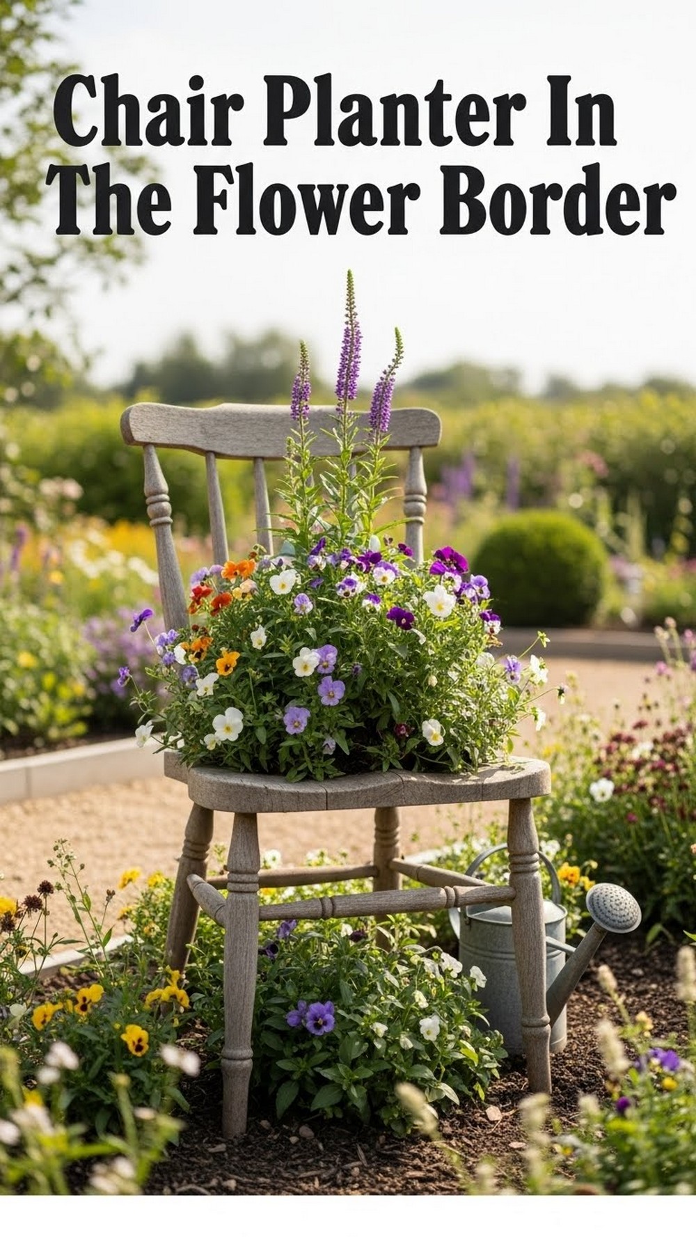 Chair Planter In The Flower Border