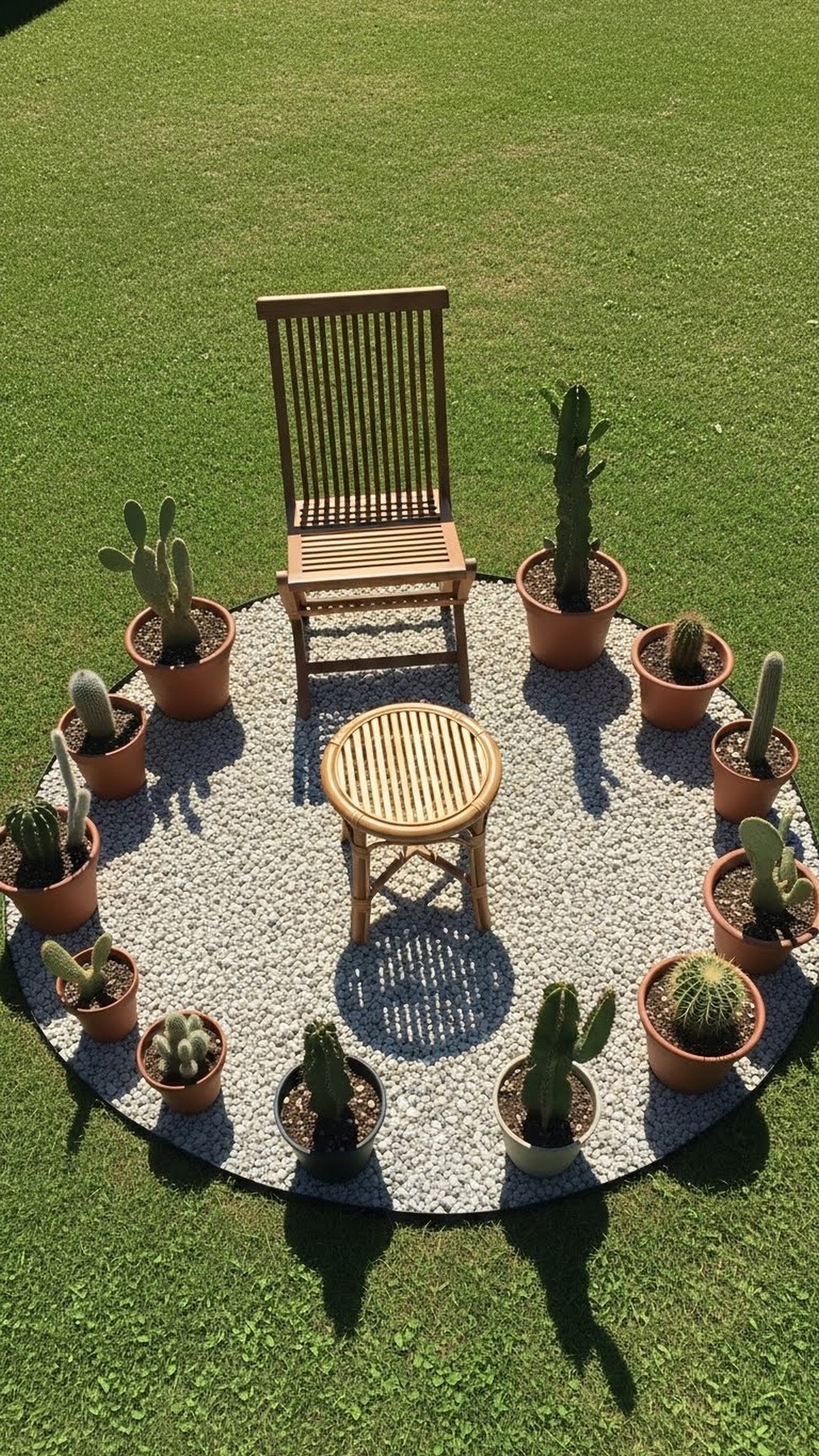 Circular Pebble Pad With Potted Succulents