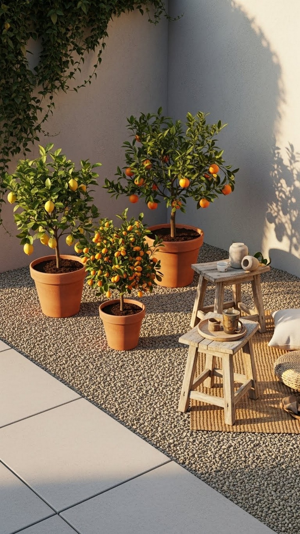 Citrus And Gravel Mediterranean Corner