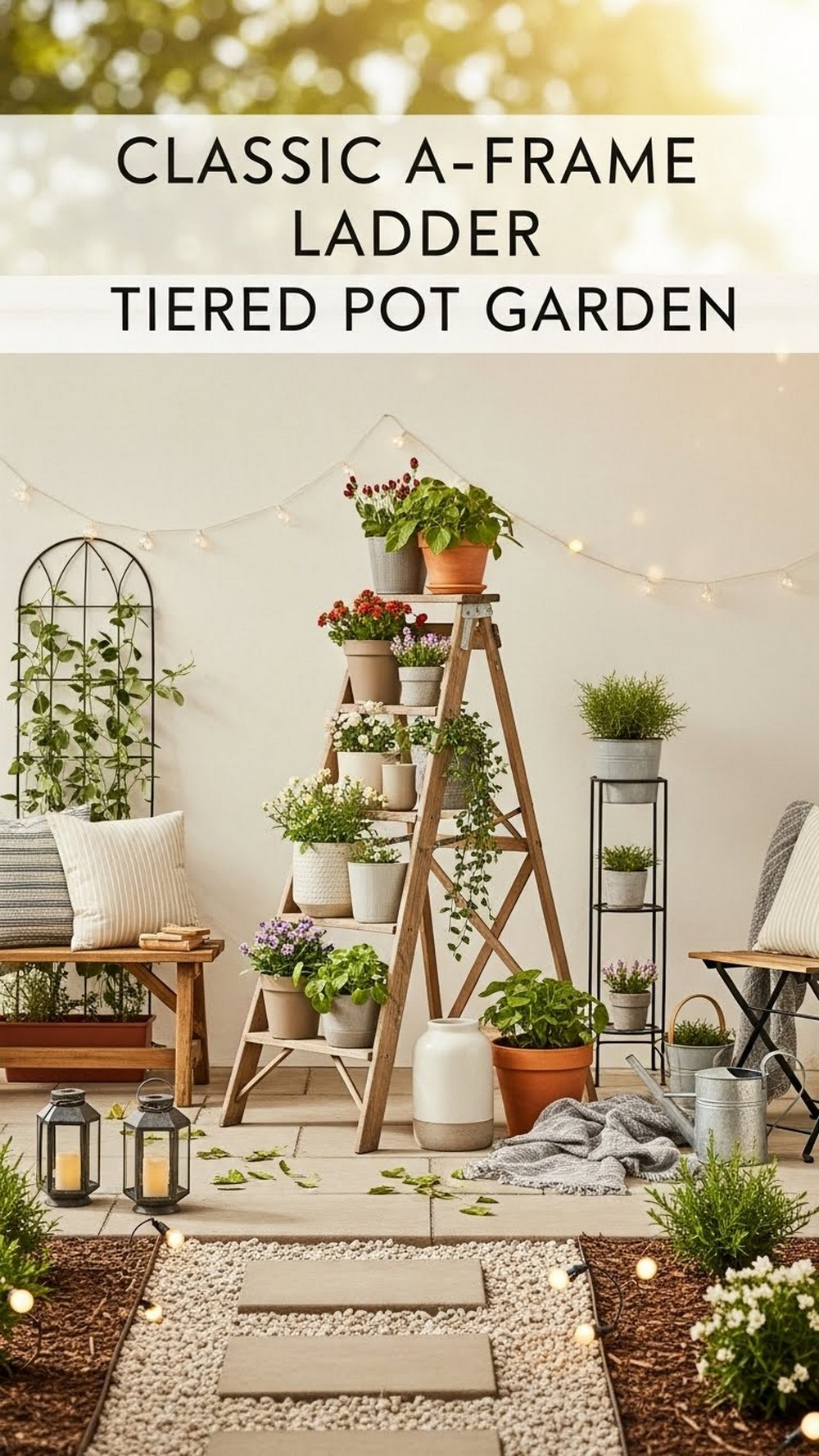 Classic A-Frame Ladder Tiered Pot Garden