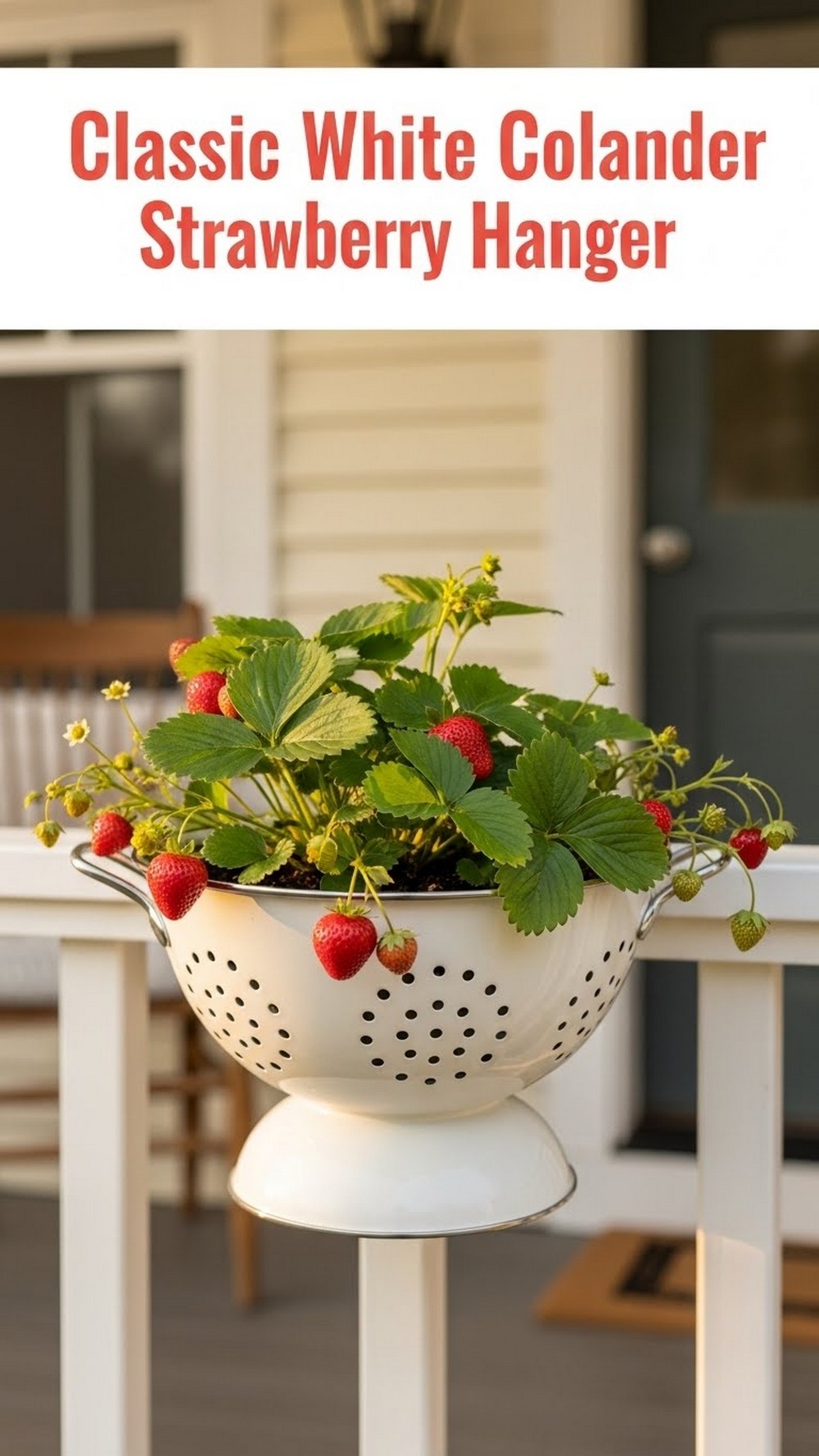 Classic White Colander Strawberry Hanger