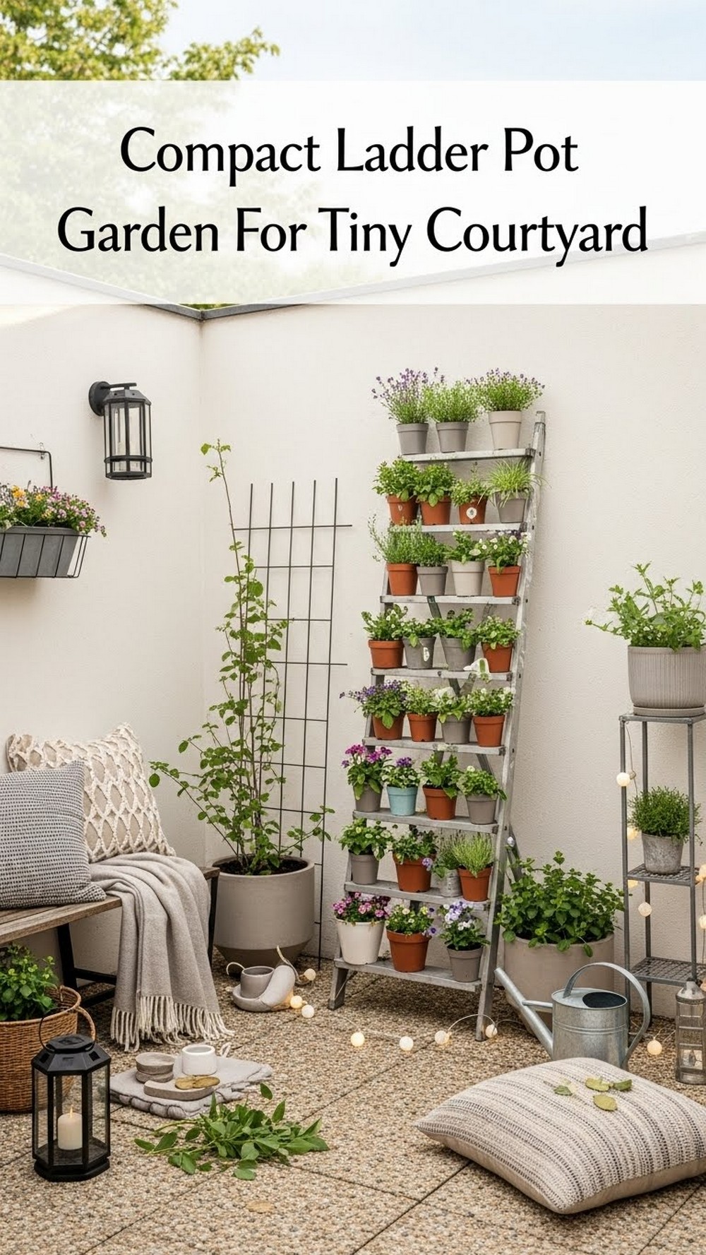 Compact Ladder Pot Garden For Tiny Courtyard