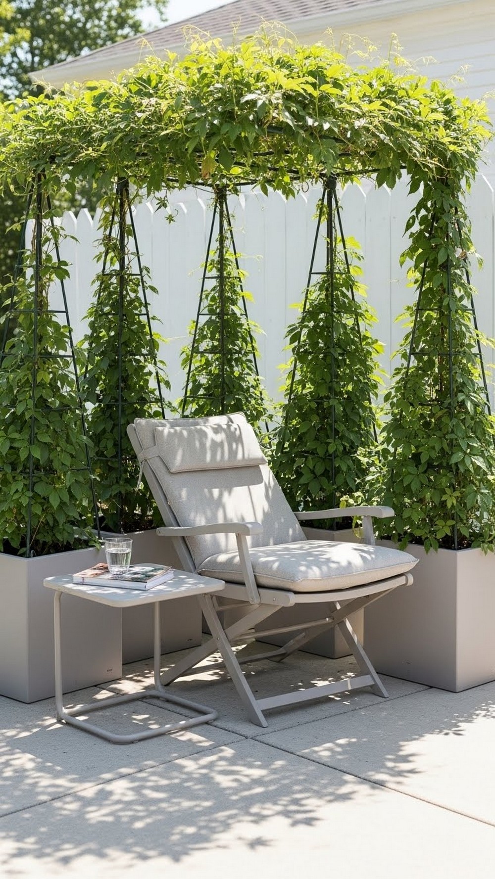 Container Vines Around A Portable Lounge Chair