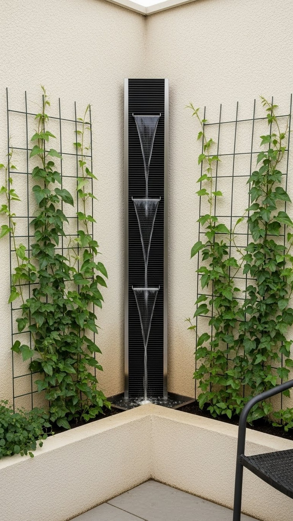 Corner Fountain With Climbing Plants
