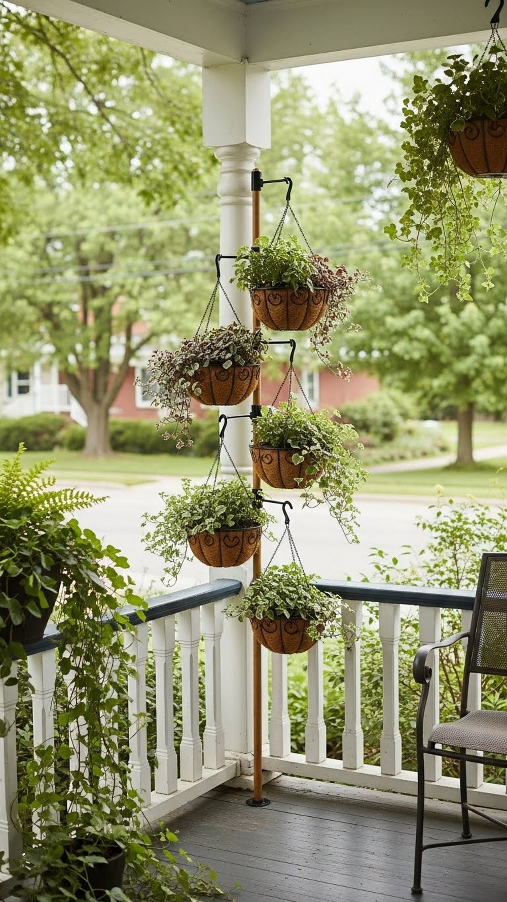Corner Pole With Multi-Arm Basket Hanger