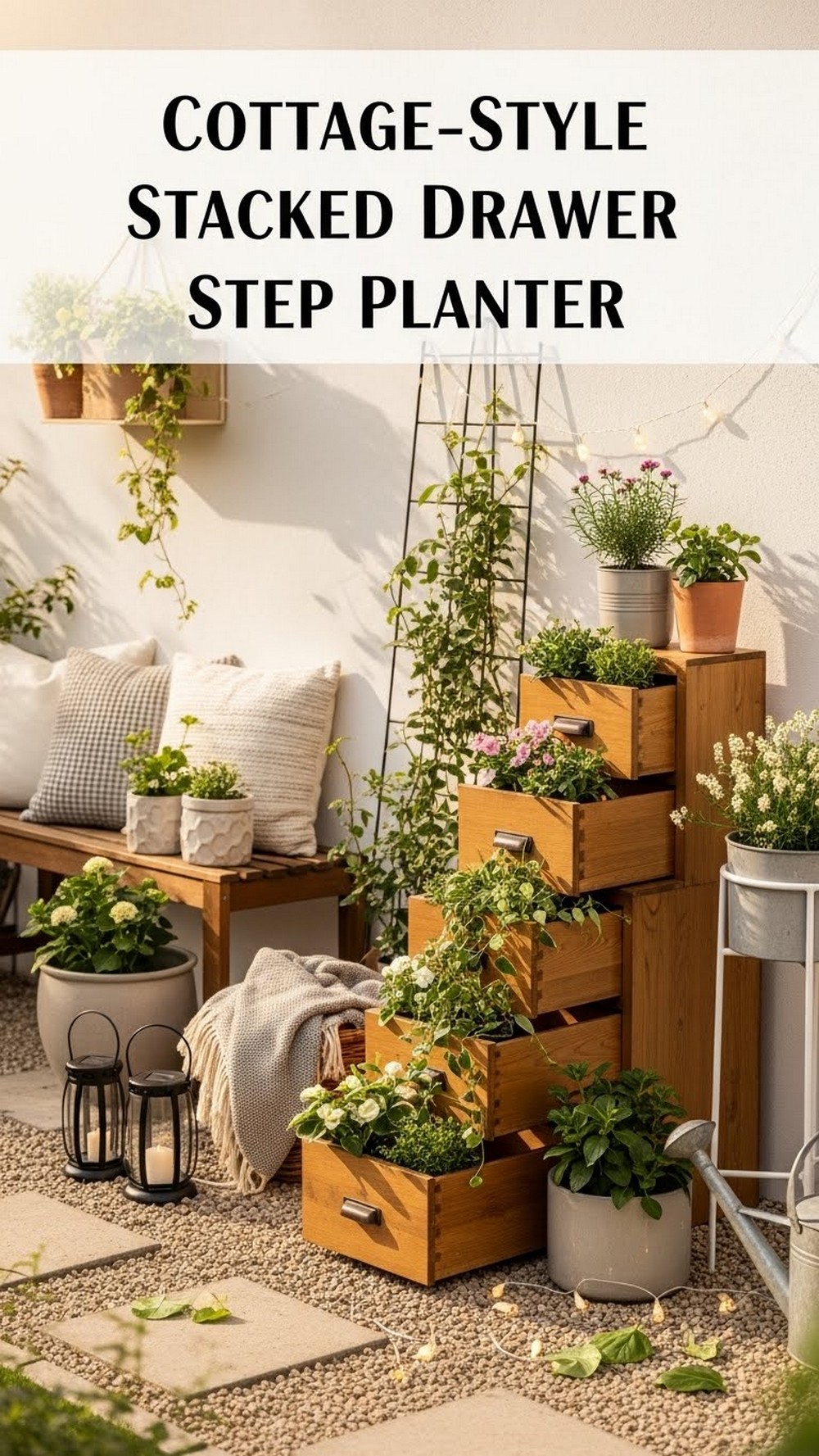 Cottage-Style Stacked Drawer Step Planter