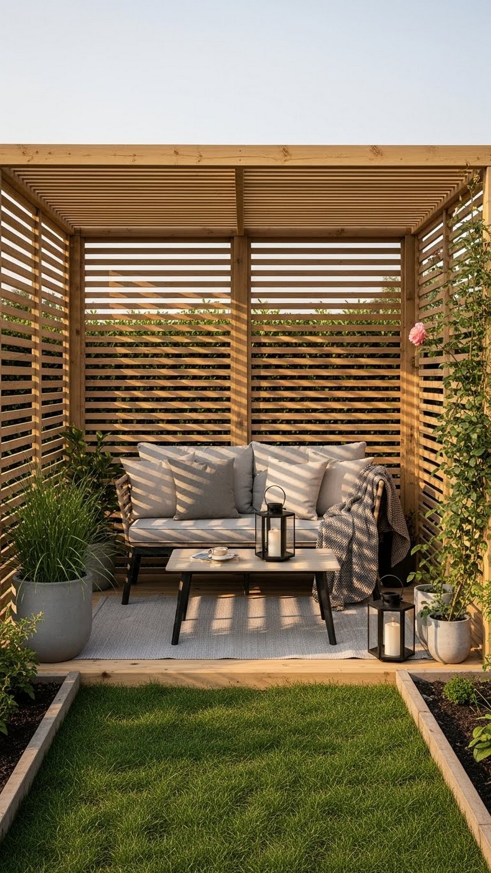 Cozy Corner Lounge Under A Small Pergola