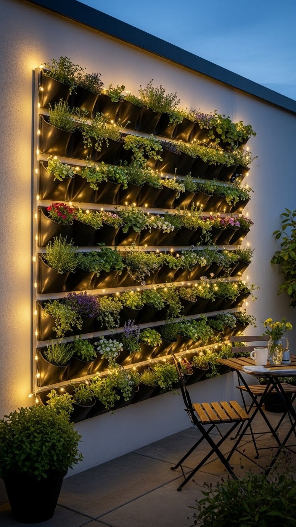 Create A Glowing Vertical Garden With String Lights