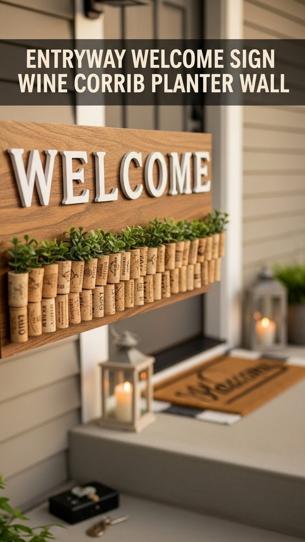 Entryway Welcome Sign Wine Cork Planter Wall