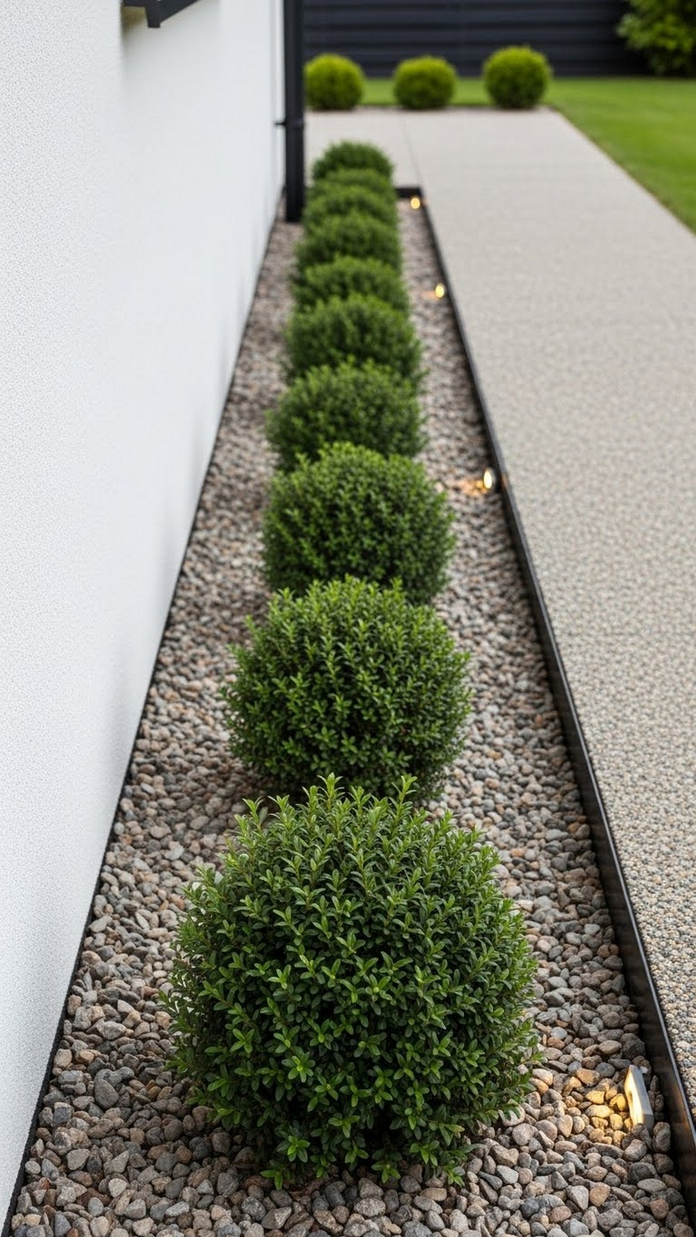 Gravel Slot Garden With Screen Hedging