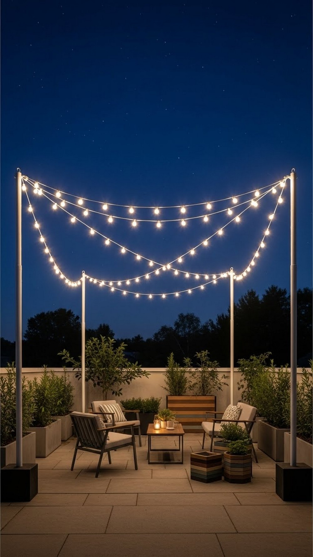 Hang String Lights From Freestanding Poles