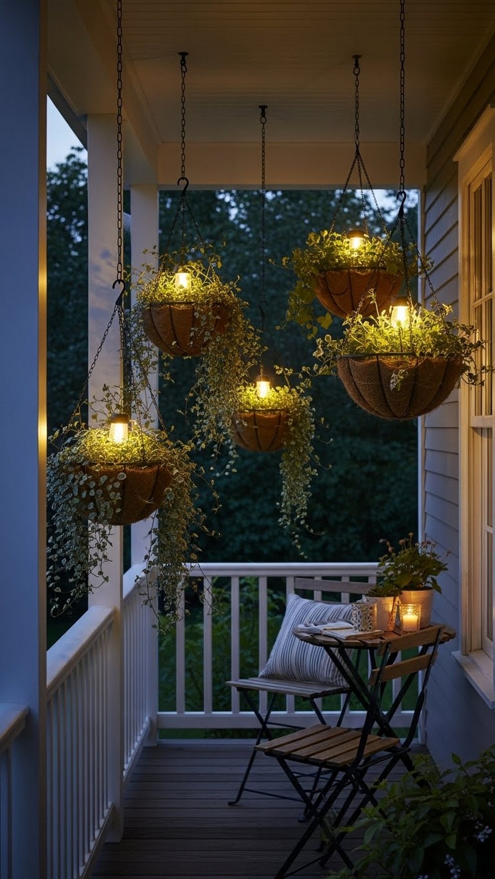 Hanging Baskets With Built-In Lighting