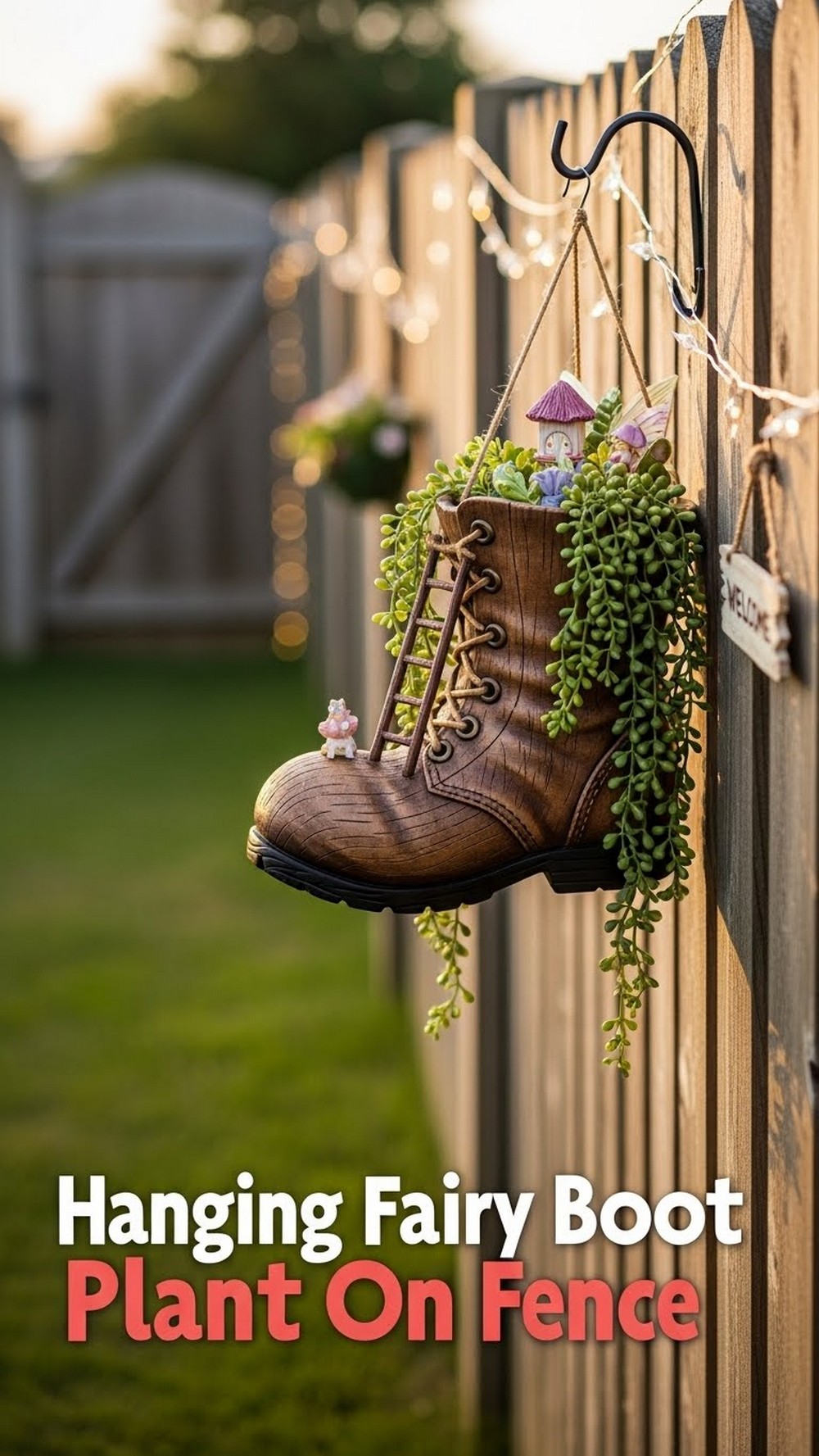 Hanging Fairy Boot Planter On A Fence