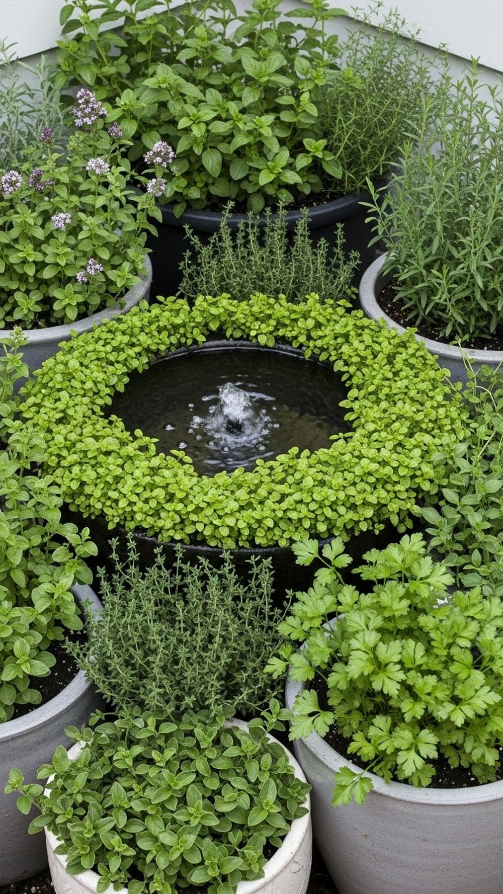 Hidden Fountain In A Herb Garden