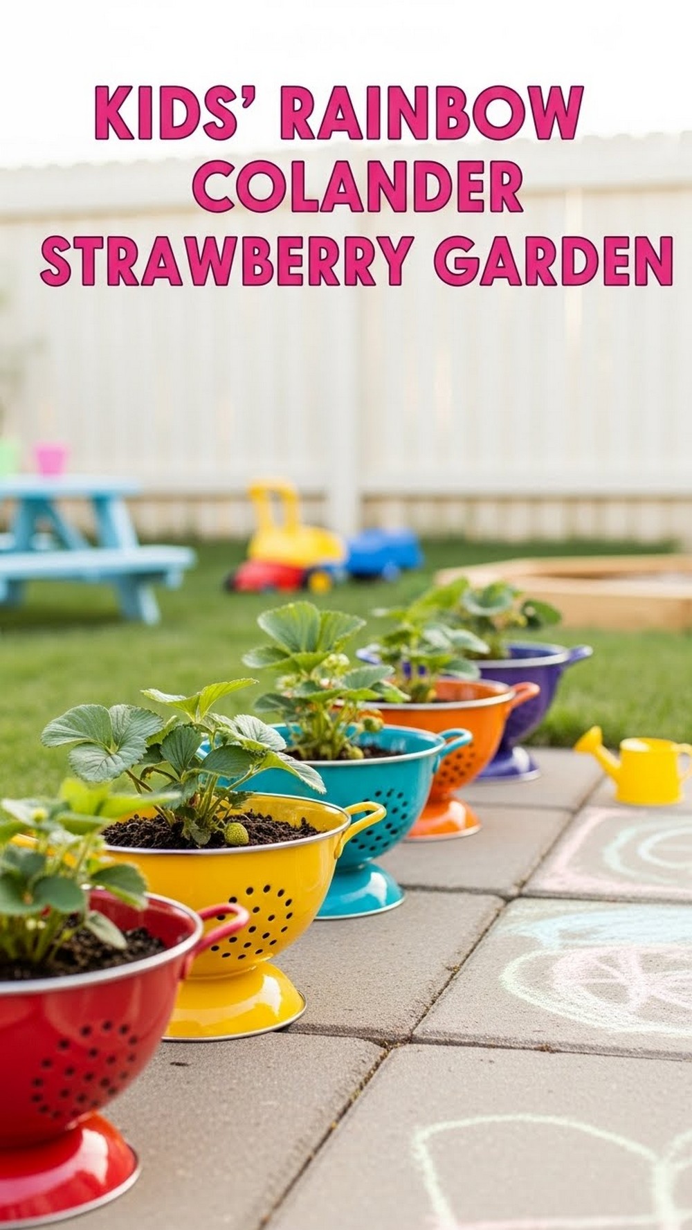 Kids’ Rainbow Colander Strawberry Garden