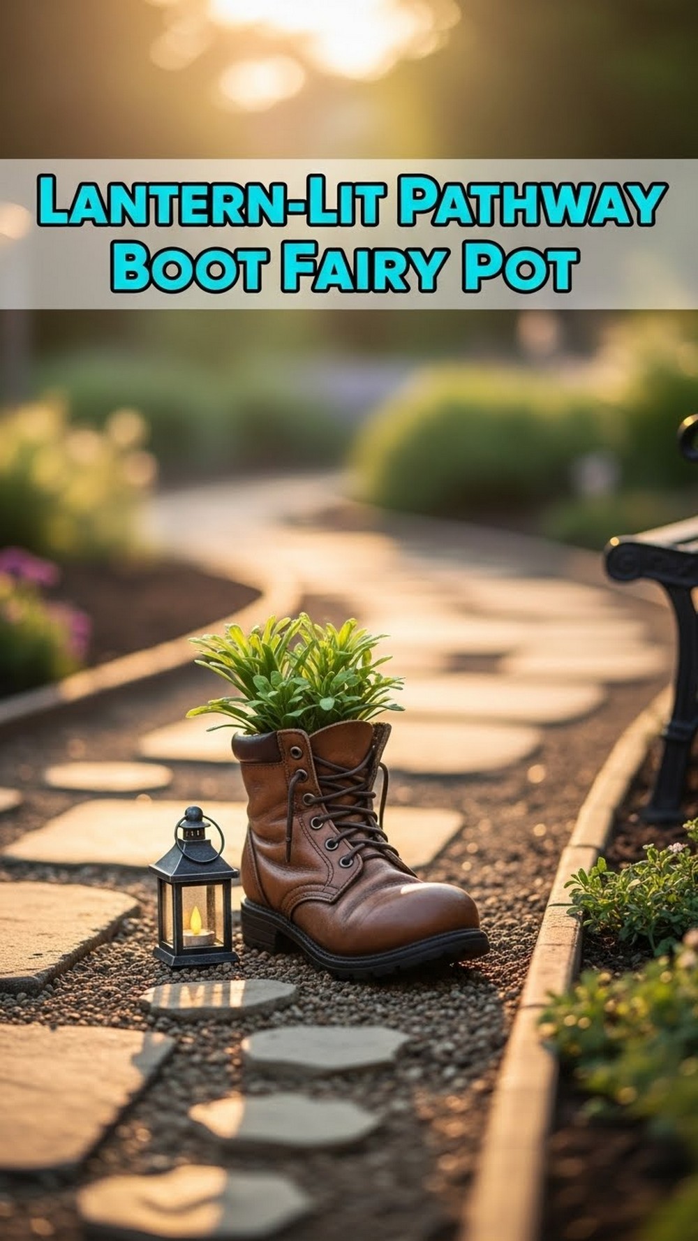 Lantern-Lit Pathway Boot Fairy Pot
