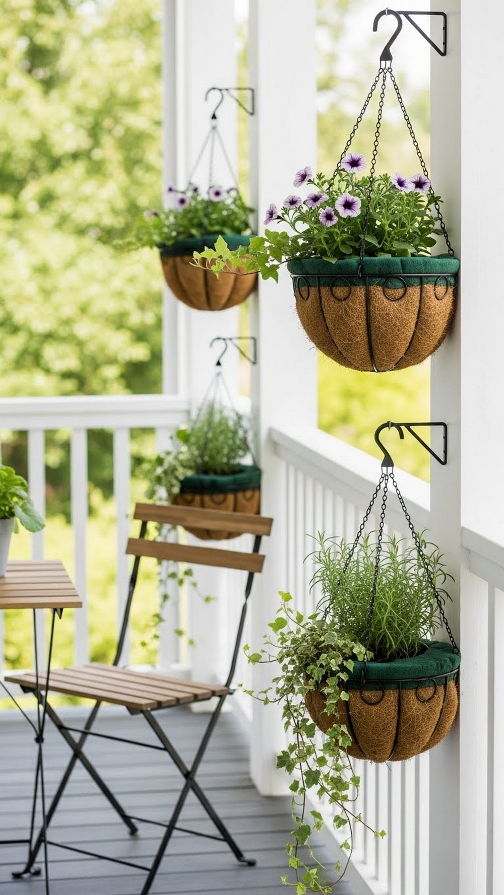 Lightweight Balcony-Style Porch Baskets