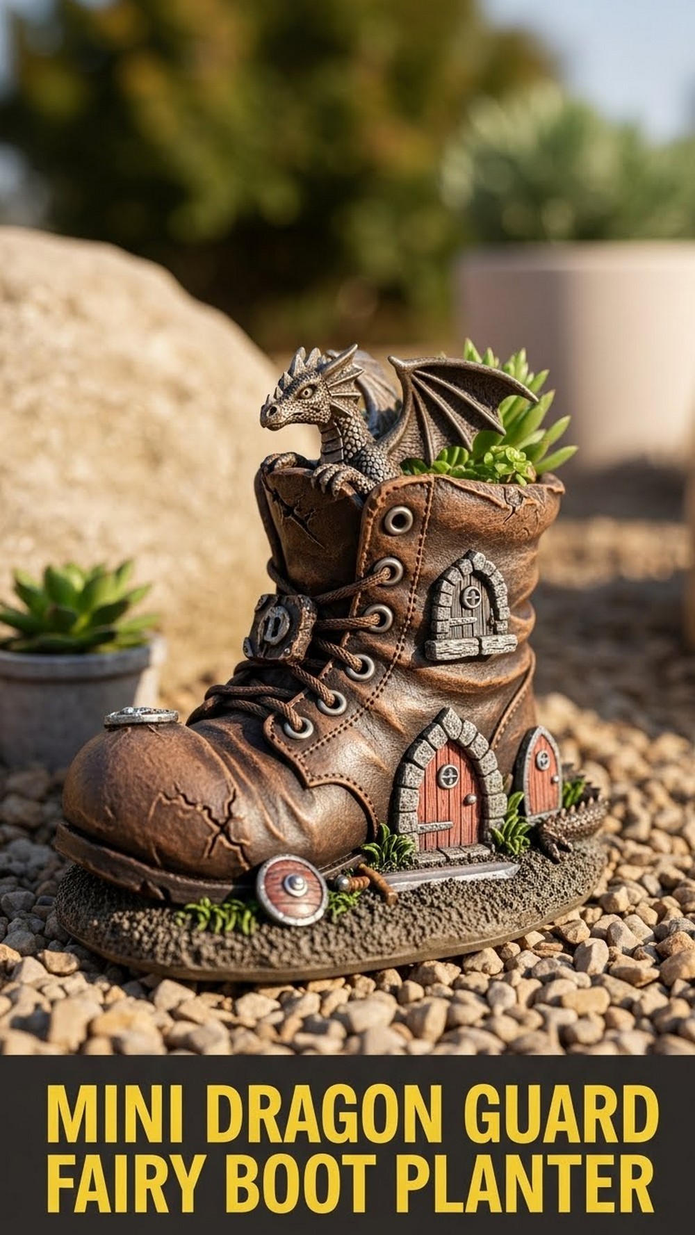 Mini Dragon Guard Fairy Boot Planter