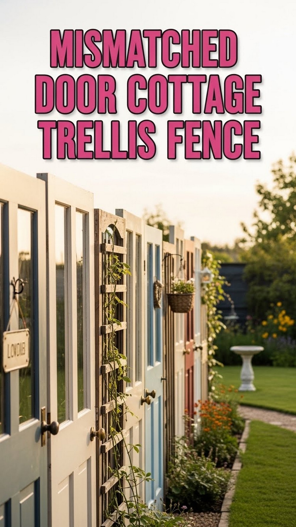 Mismatched Door Cottage Trellis Fence