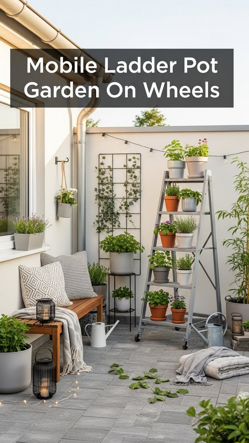 Mobile Ladder Pot Garden On Wheels