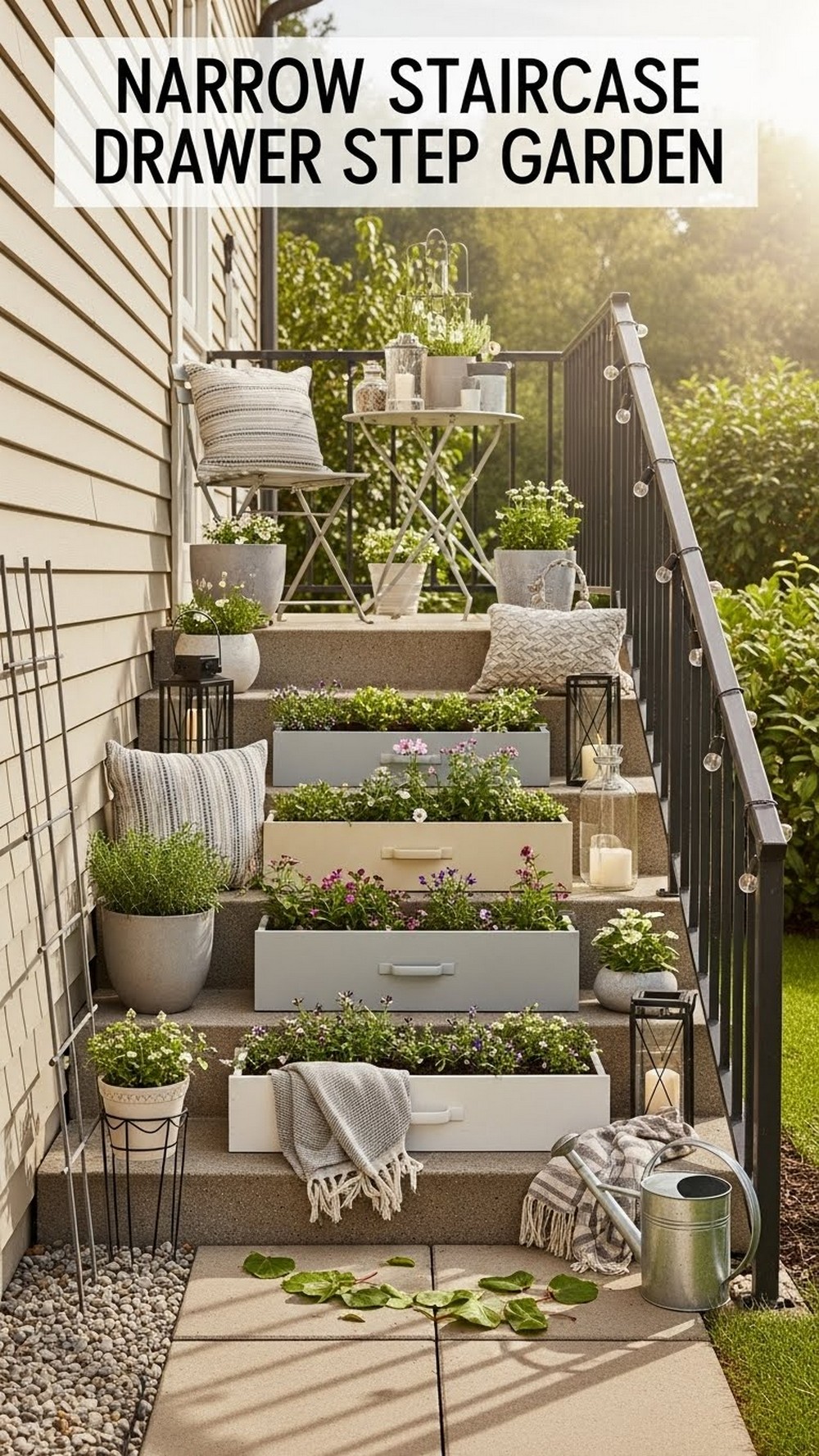 Narrow Staircase Drawer Step Garden