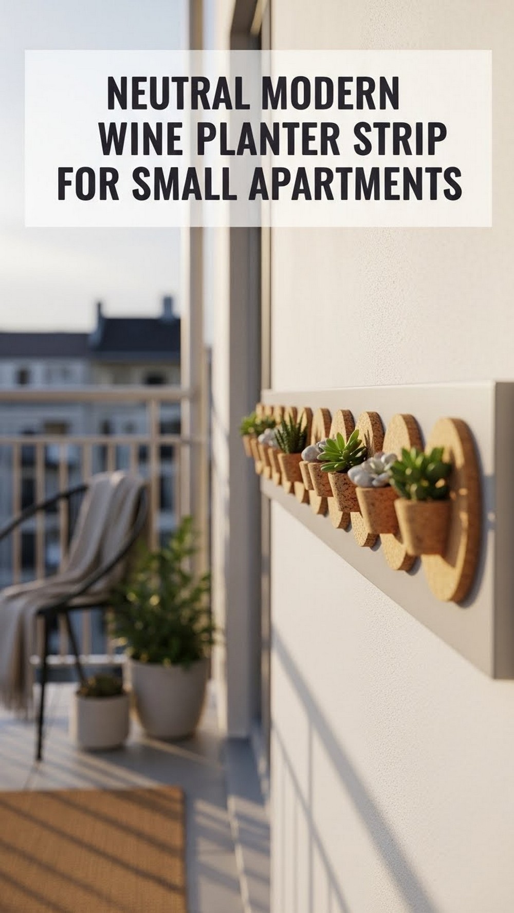 Neutral Modern Wine Cork Planter Strip For Small Apartments