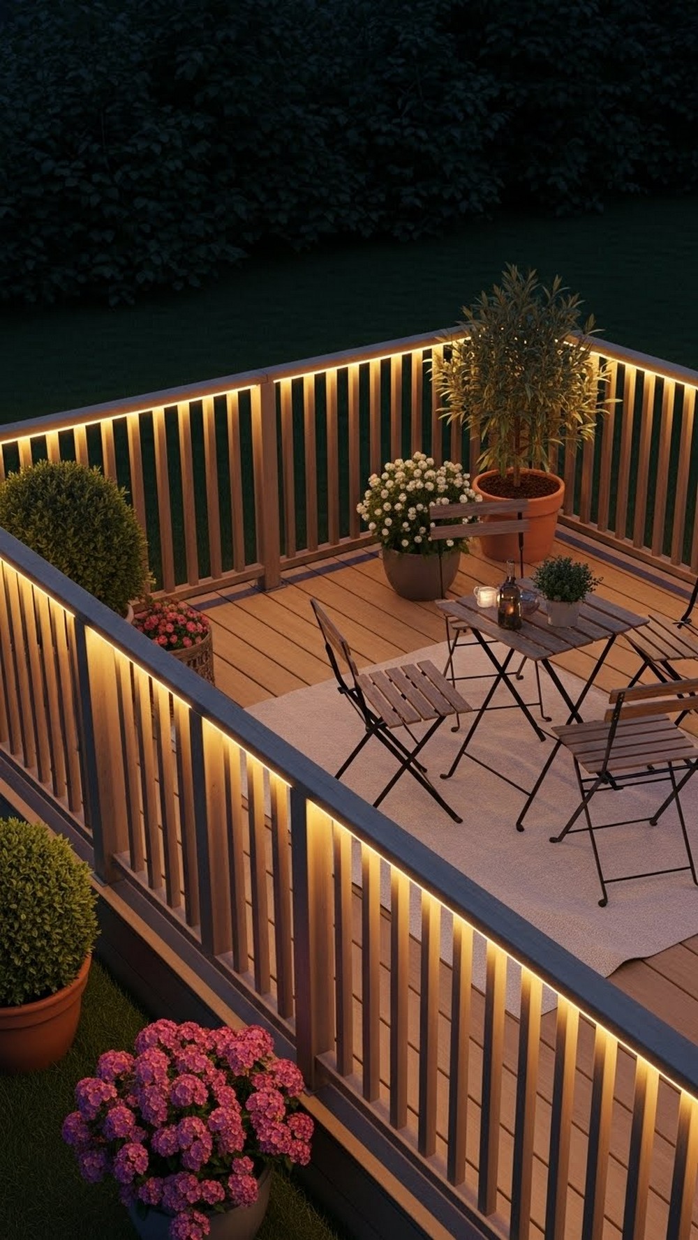 Outline The Patio With Railing String Lights