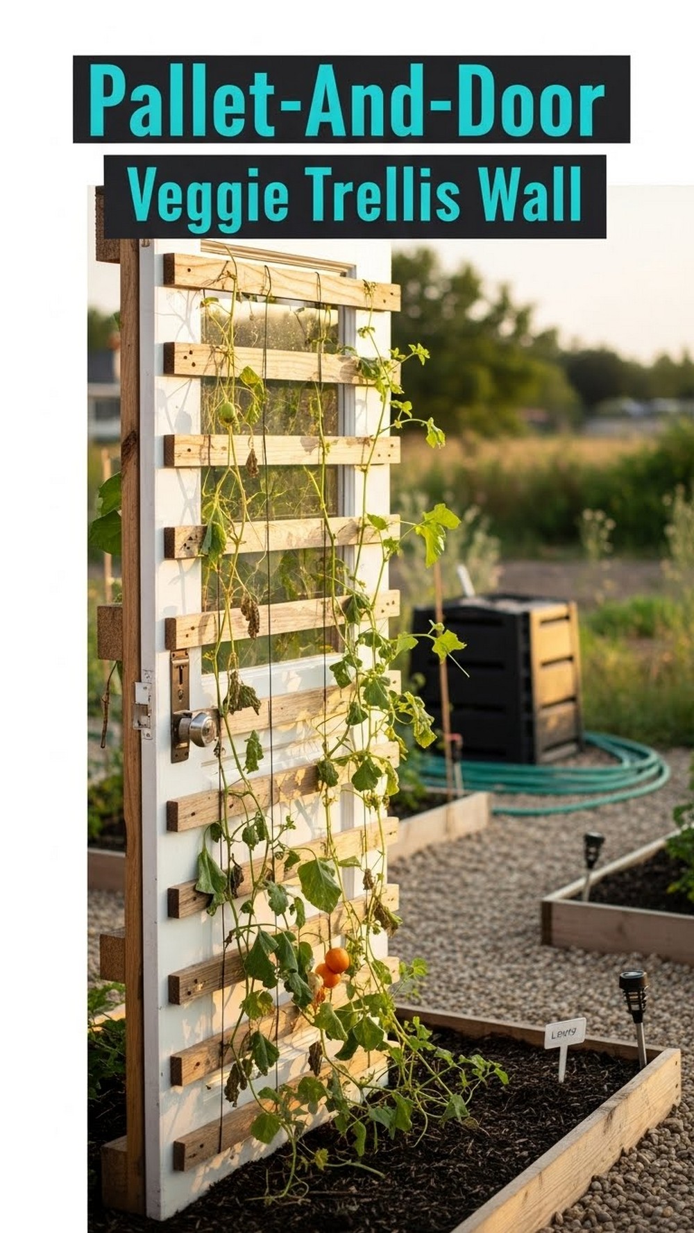 Pallet-And-Door Veggie Trellis Wall