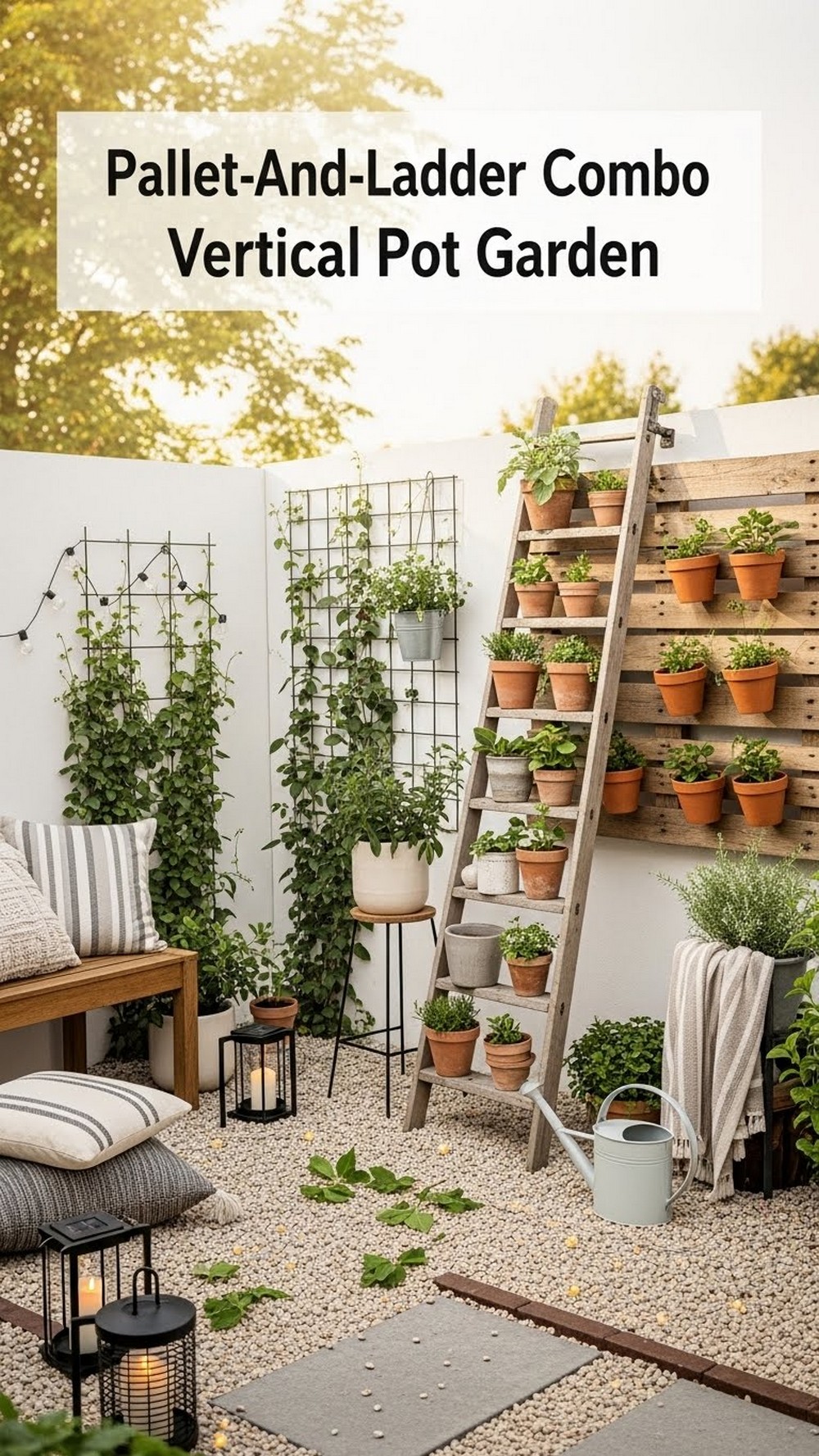 Pallet-And-Ladder Combo Vertical Pot Garden