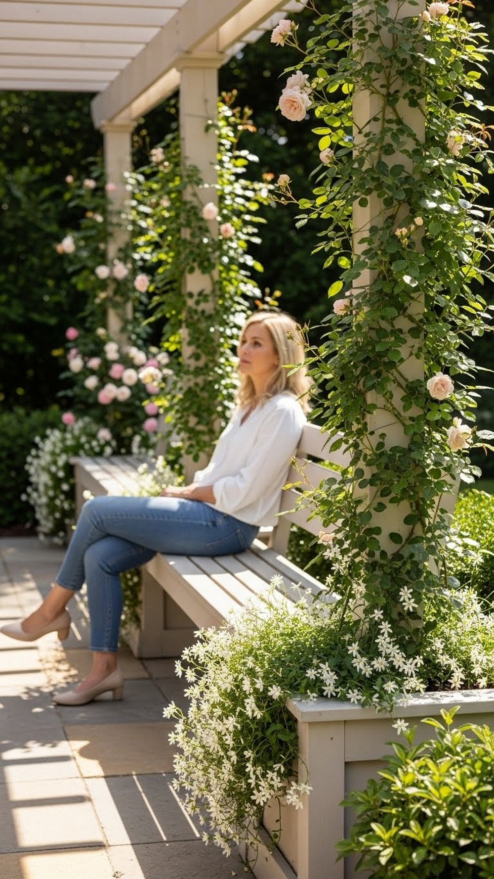 Pergola Bench With Post Planters