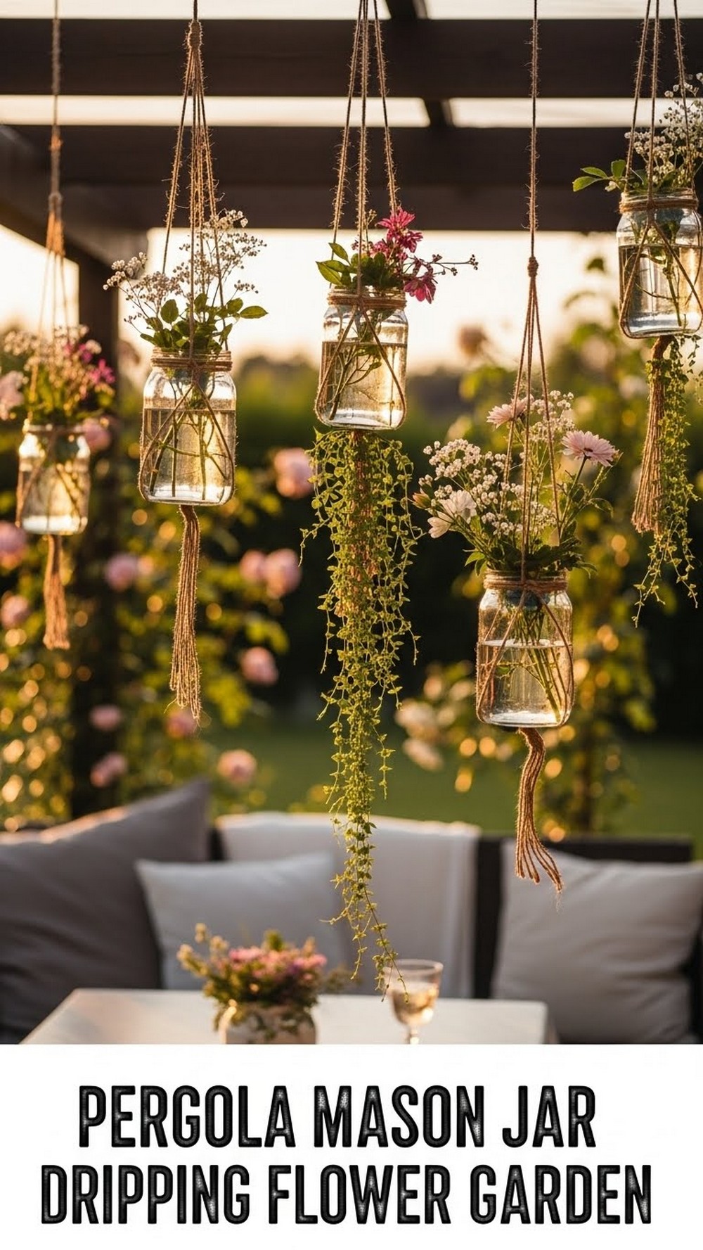 Pergola Mason Jar Dripping Flower Garden