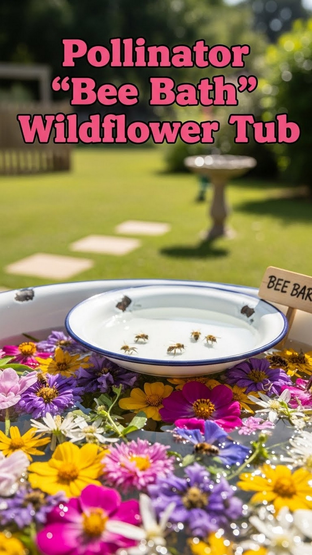 Pollinator “Bee Bath” Wildflower Tub