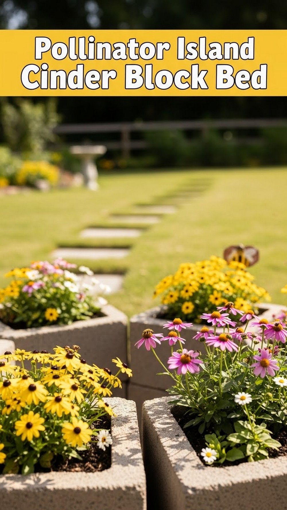 Pollinator Island Cinder Block Bed