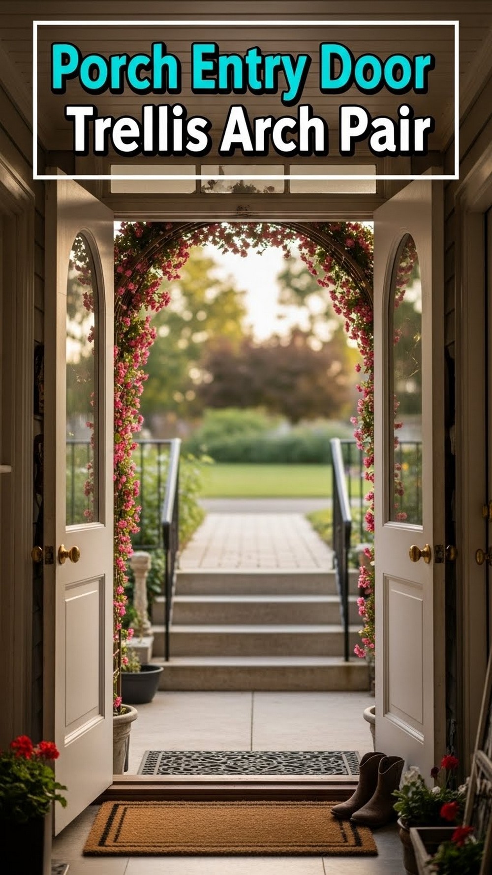 Porch Entry Door Trellis Arch Pair