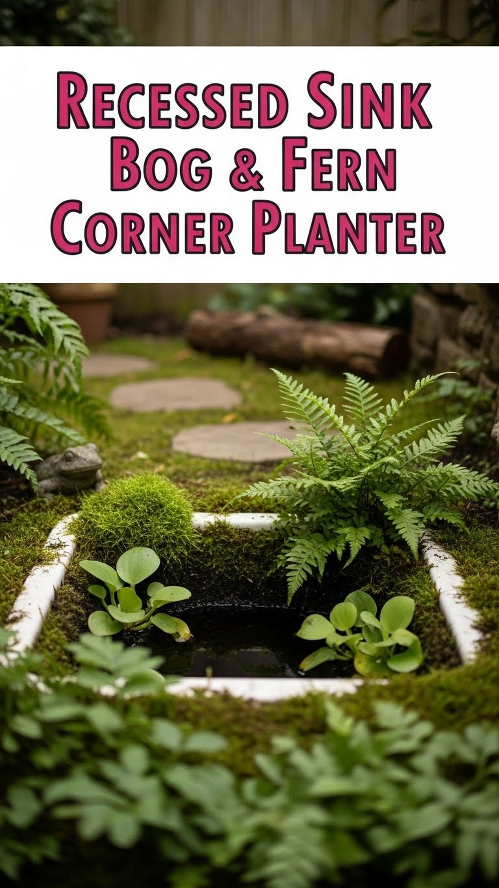 Recessed Sink Bog & Fern Corner Planter