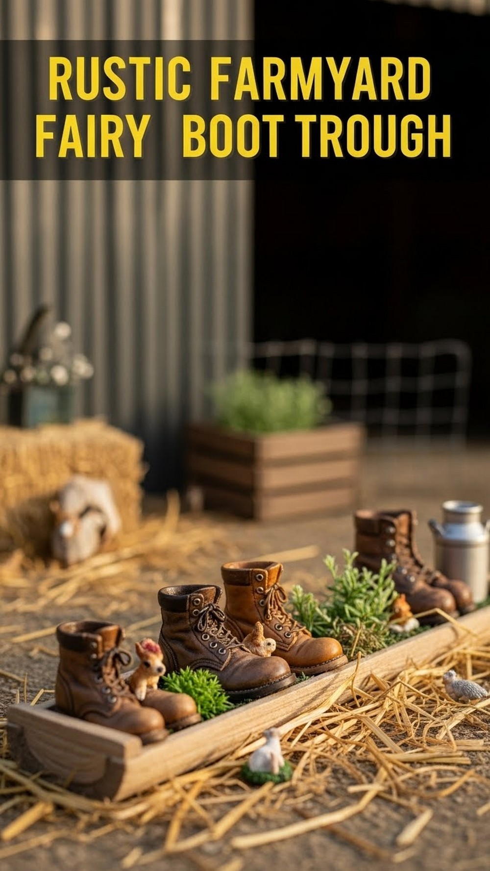 Rustic Farmyard Fairy Boot Trough